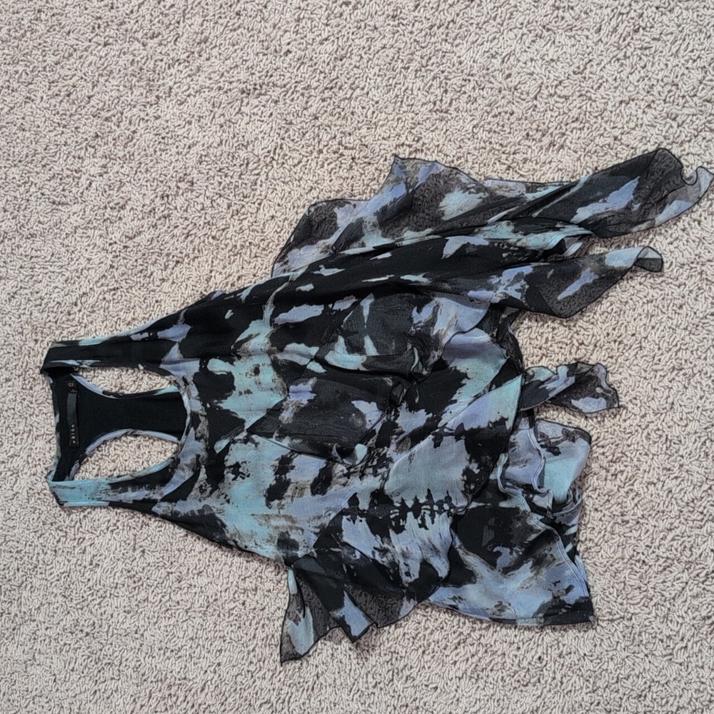 Black And Mauve Silk Flutter Fairy Tank Top